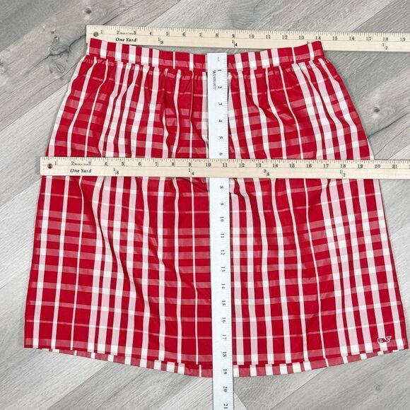 Vineyard Vines Girls Gingham Check Silk Blend Taffeta Skirt Red White XL - Picture 12 of 13